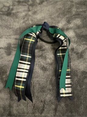 Plaid & Green Ribbon Hair Tie for Girls Accessories